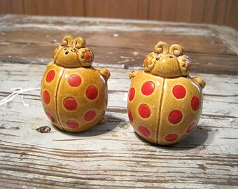 Vintage Japan Ladybug Salt and Pepper Shakers