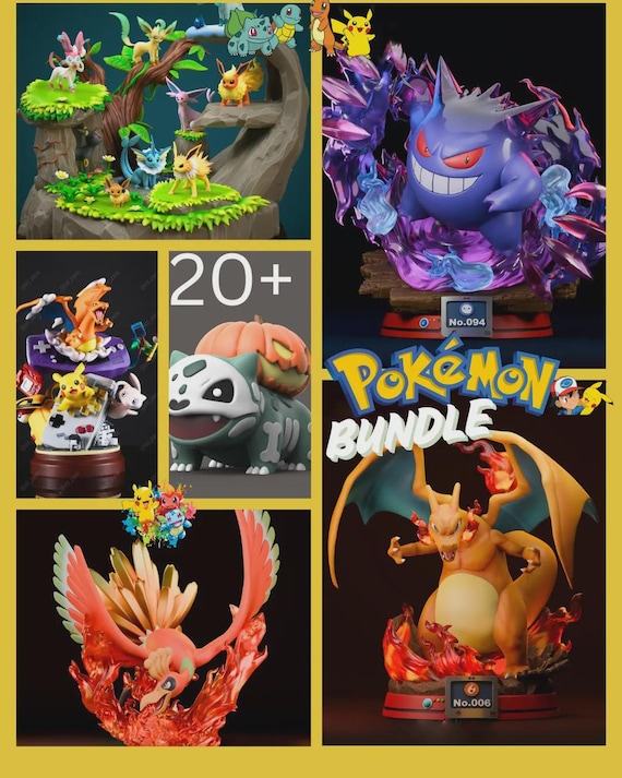 20+Pokemon Pikachu Gengar Charmander STL File -3D STL Bundle, 3D Printed Pokemon File - Pokemon Pikachu STL file