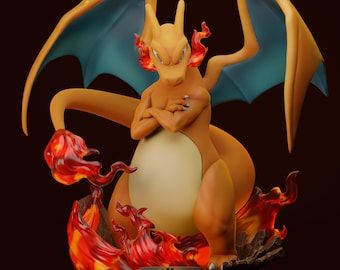 Charizard STL File  3D Printable Pokemon Model  Fan Art Figurine for Resin or FDM Printing