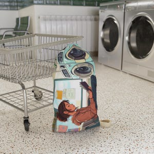Cozy Laundry Bag | Retro Wash Day Tote | Laundry Essentials, Gift for Her, Home Organization, Cute Storage Bag