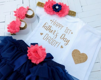 1st Father's Day Baby Girl Outfit, Baby Girl Fathers Day Outfit, Baby Girl Clothes, Happy 1st Father's Day Daddy, Father's Day Bodysuit