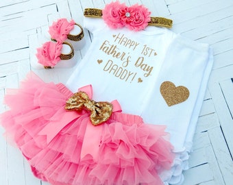 Baby Girl Fathers Day Outfit, 1st Father's Day Baby Girl Outfit, Baby Girl Clothes, Happy 1st Father's Day Daddy, Father's Day Bodysuit