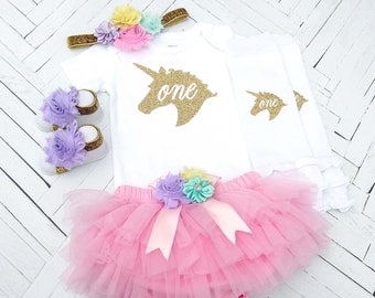 Unicorn 1st Birthday Outfit, Pastel Unicorn Birthday, Rainbow Unicorn Party, Unicorn Headband Baby Girl Gift, Tutu,Tulle Skirt,Baby Leggings