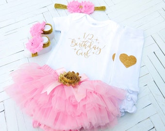 Half Birthday Outfit Girl, 1/2 Birthday Girl Outfit, 6 Months Birthday, Half way to one, Cake Smash, 6 Month Photo Outfit, Light Pink Tutu