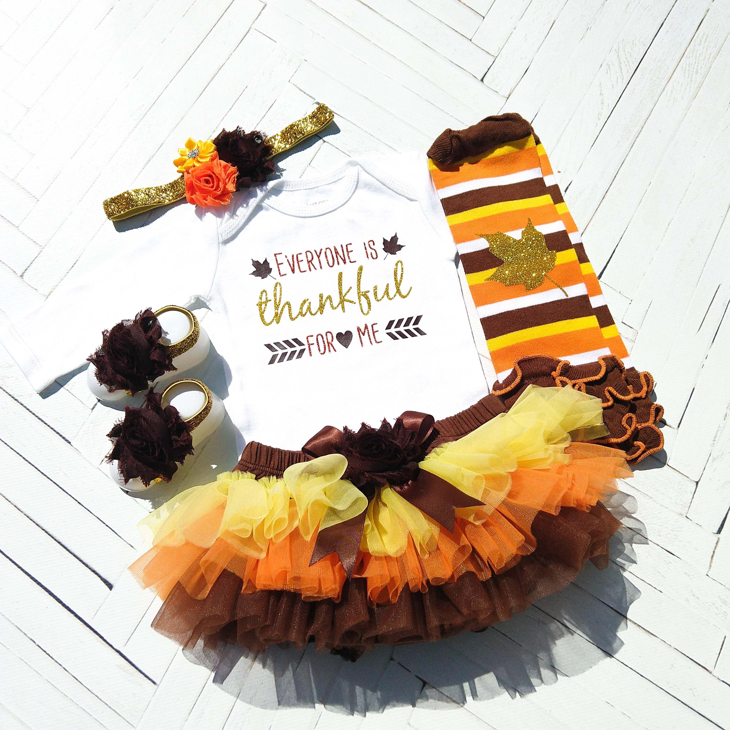 Details about   4pc Thanksgiving BabyGirl Outfit/First Thanksgiving Outfit/Fall Tutu Bloomer/Top