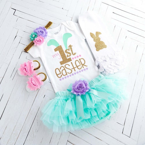 My First Easter Baby Girl First Easter Outfit Easter Bunny Etsy