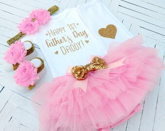 Baby Girl Fathers Day Outfit, 1st Father's Day Baby Girl Outfit, Baby Girl Clothes, Happy 1st Father's Day Daddy, Father's Day Bodysuit