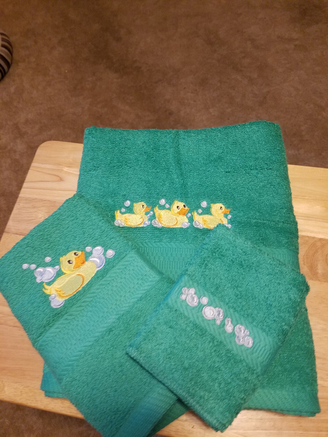 Rubber Ducky Embroidered Bath Towel Set Bath Towel Hand Etsy