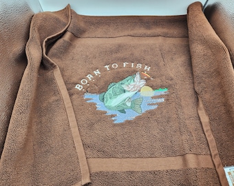 Born To Fish Bass Embroidered Bath Mat - Embroidered Directly on Bath Mat