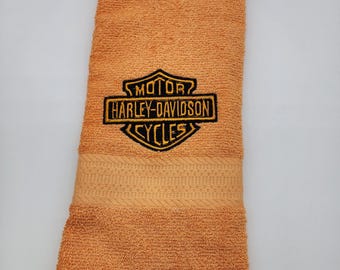 Harley Emblem - Embroidered Hand Towels - Bathroom Decor