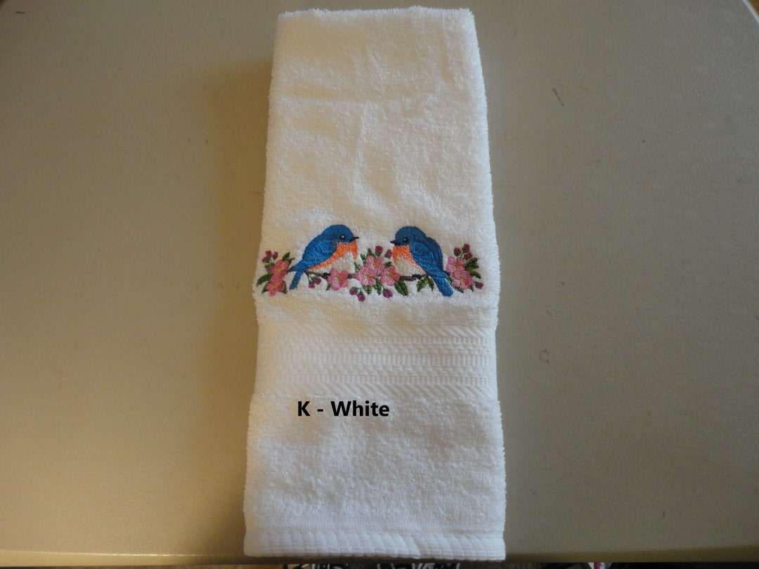 Blue Bird Embroidered Hand Towels Face Towel Order One or More Choice