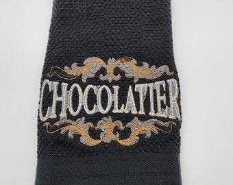 Chocolatier  - Embroidered Cotton Kitchen Towel
