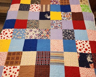 Block Patchwork Quilted Lap Throw Quilt - 38" by 62"