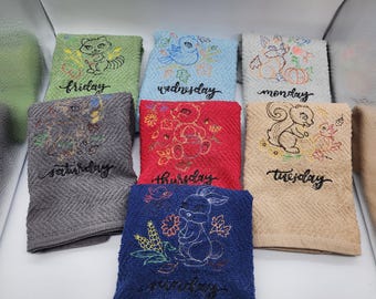 Days of the Week - Animals - Cotton Towel - Kitchen Towel Set