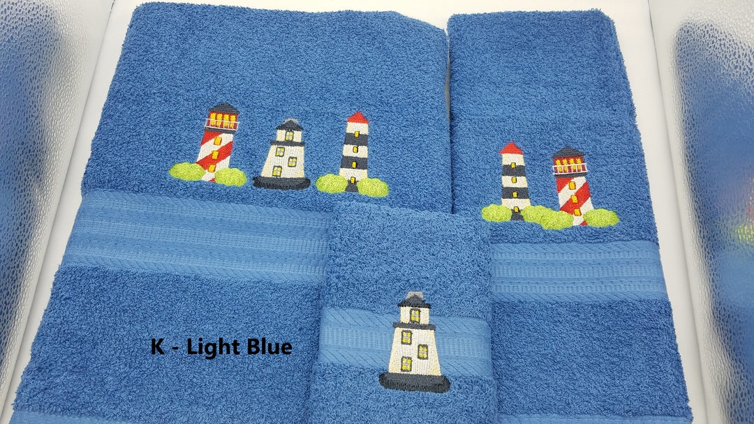 Lighthouses Embroidered Towels Bath Towel Hand Towel and Etsy