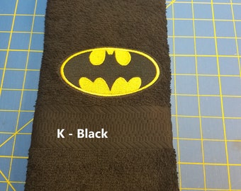 Batman - Embroidered Hand Towels - Pick Your Color of Towel and Number of Towels - Free Shipping