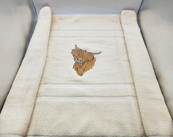 Highland Cow Embroidered Bath Mat - Pick Color of Mat