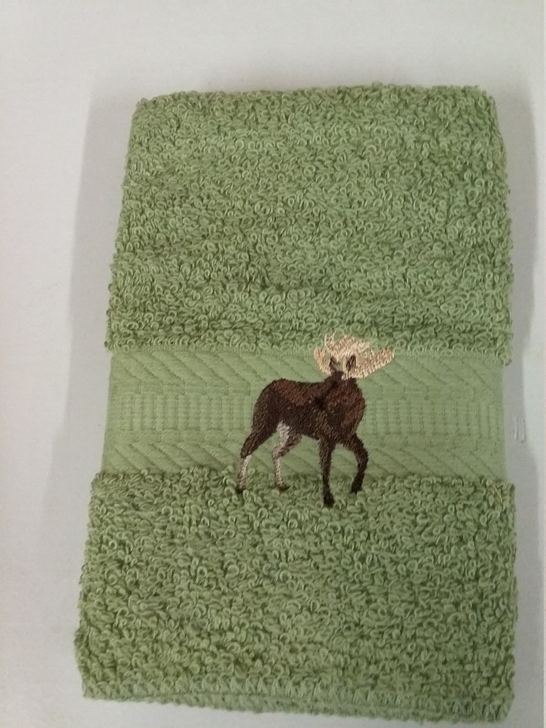 Moose Embroidered Bath Towel Set Bath Towel Hand Towel Etsy