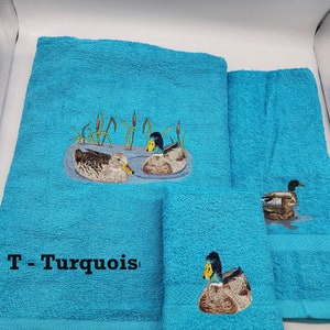 Ducks - Order Set or Individually - Pick Towel Color - Embroidered Towels - Bath Sheet, Bath Towel, Hand Towel & Washcloth