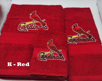 St Louis Cardinals - Embroidered Towels - Pick Color of Towel, Set or Individual Towels - Bath Sheet, Bath Towel, Hand Towel & Washcloth