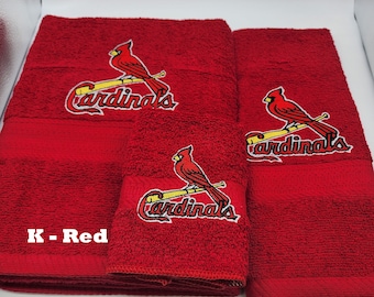 St Louis Cardinals - Embroidered Towels - Pick Color of Towel, Set or Individual Towels - Bath Sheet, Bath Towel, Hand Towel & Washcloth