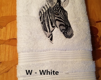 Zebra - Embroidered Hand Towels - Order One or More - Bathroom Decoration