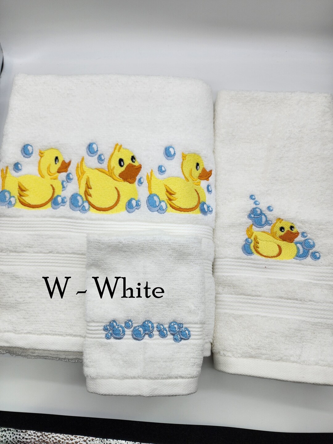 Rubber Ducky Embroidered Towels Pick Your Size of Set & Towel Color