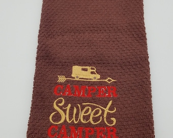 Camper Sweet Camper - Embroidered Cotton Kitchen Towel