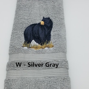 Black Bear  - Embroidered Hand Towels - Order One or More - Bathroom Decoration