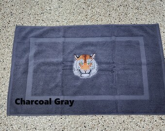 Tiger Embroidered Bath Mat - Embroidered Directly on Bath Mat - Free Shipping