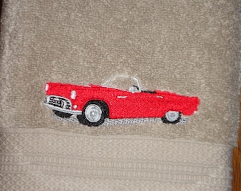 55 Red Thunderbird - Embroidered Hand Towel - Choose Color of Towel - Order One or More