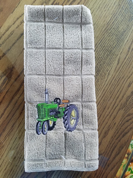 Download Free John Deere Green Tractor Embroidered Microfiber Kitchen Etsy SVG Cut Files