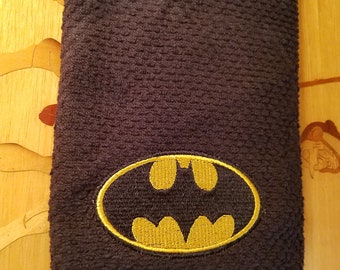 Batman Super Hero - Embroidered Cotton Kitchen Towel - Choice of Towel Color - Order One or More - Free Shipping