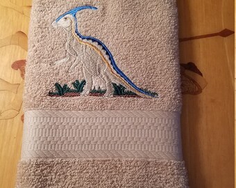 Dinosaur - Pterodactyl  - Embroidered Hand Towel - Face Towel - Prehistoric - One One or More - Choice of Towel Color-  Free Shipping