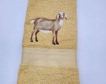 Goat Embroidered Hand Towels - Order One or More - Free Shipping