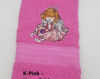 Angel Kid - Child Angel - Embroidered Hand Towels - Face Towel - Order One or More - Bathroom Decoration