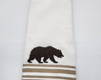 Black Bear - Embroidered Cotton Kitchen Towel