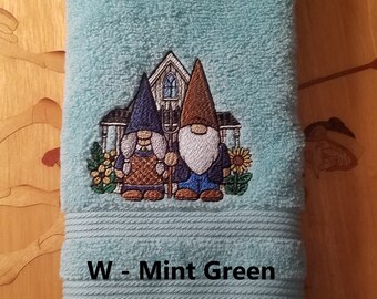 Ma & Pa Gnome - Gothic Gnome - Embroidered Hand Towel - Buy One or More - Free Shipping