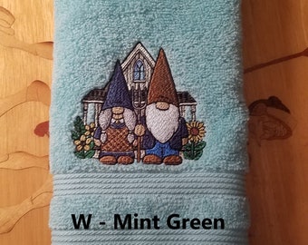 Ma & Pa Gnome - Gothic Gnome - Embroidered Hand Towel - Buy One or More