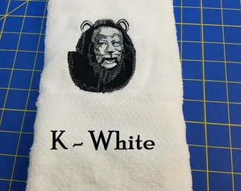 Wizard of Oz - Lion - Embroidered Hand Towels - Choose Towel Color - Order One or More - Free Shipping