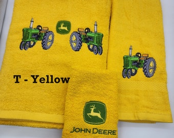 John Deere - Embroidered Towels -Order Set or Individually-Pick Color of Towel-Bath Sheet, Bath Towel, Hand Towel &  Washcloth