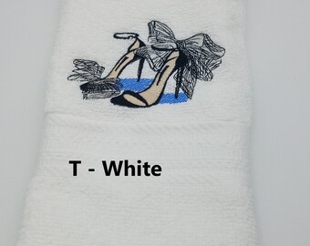 Embroidered Hand Towel - Elegant High Heel Shoe - Fashion - Glamour - Hand Towel - Bathroom Decoration - Decorated Towel