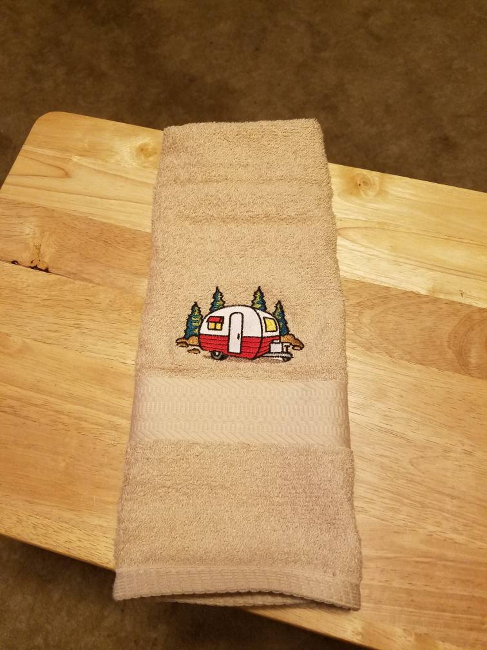 Vintage Camper Embroidered Bath Towel Set Bath Towel Hand Etsy