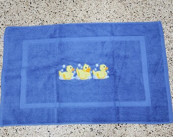 Rubber Duck Embroidered Bath Mat - Embroidered Directly on Bath Mat