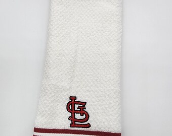 St Louis Cardinals - Embroidered Cotton Kitchen Towel - Choice of Towel Color - Order One or More - Free Shipping