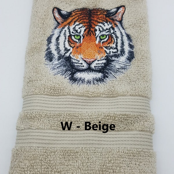 Tiger Head - Embroidered Hand Towels - Bathroom Decor - Order One or More - Free Shipping