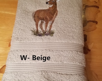 Whitetail Deer - Embroidered Hand Towel - Get One or More -  Free Shipping