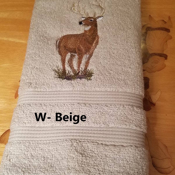 Whitetail Deer - Embroidered Hand Towel - Get One or More -  Free Shipping