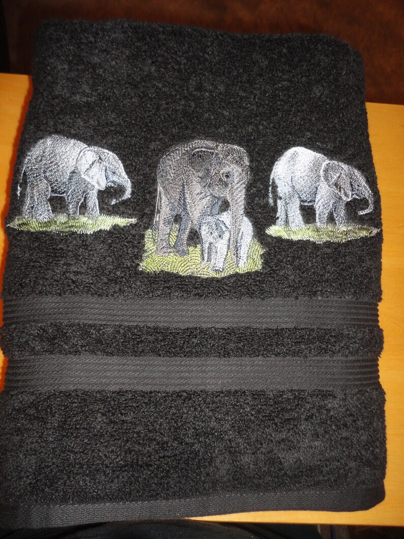 Elephants Embroidered Bath Towel Set Bath Towel Hand Etsy