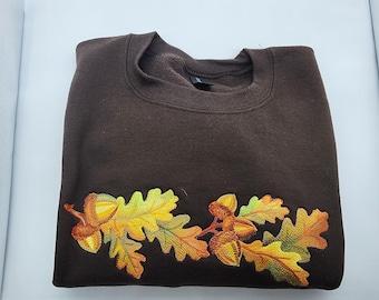 Fall Leaves Embroidered Sweatshirt